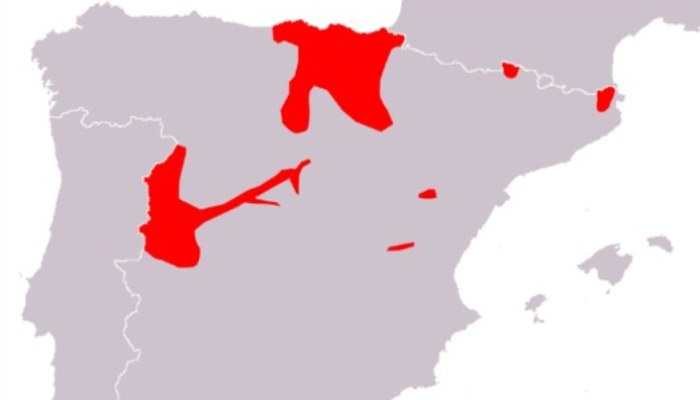 Distribución en España del pico menor (Dryobates minor)
